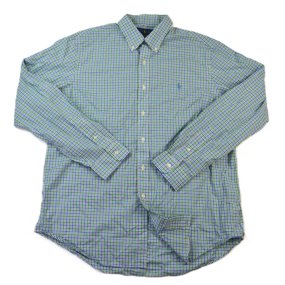 Polo Ralph‎ Lauren Stretch Mens Button Down Check Pony Shirt XL Long Sleeve